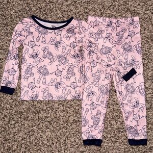 Disney Pink Character Pajama Set with Navy Trim
